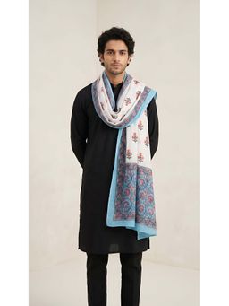 MUFFLY - Men Floral Multi Colour Printed Linen Dupatta