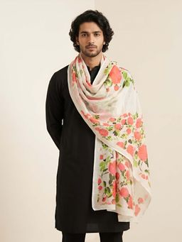MUFFLY - Men Floral Printed Multi Colour Linen Dupatta