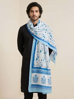 MUFFLY - Men Floral Printed Linen Multi Colour Dupatta