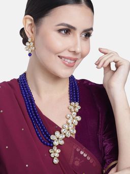 Peora - Gold Plated Kundan Choker Necklace Chandbali Earrings Maangtikka Jewellery Set
