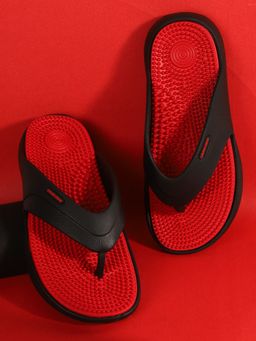 Carlton London - Solid Red & Black Thong Flip-flops