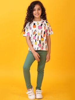 ANTHRILO - Nail Paint Heart Fun T-Shirt with Leggings (Set of 2)