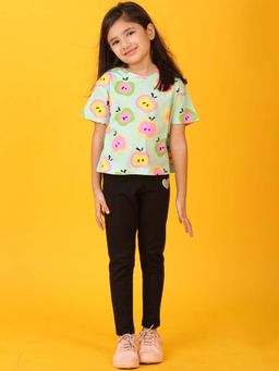 ANTHRILO - Aqua Apple Heart Sporty T-Shirt with Leggings (Set of 2)