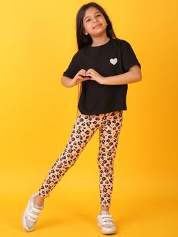 ANTHRILO - Heart Leopard T-Shirt with Leggings (Set of 2)