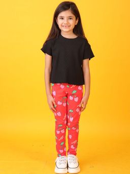ANTHRILO - Ribbed Cherry T-Shirt with Leggings (Set of 2)