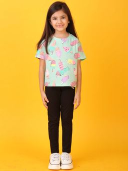 ANTHRILO - Ice-cream Heart Sporty T-Shirt with Leggings (Set of 2)