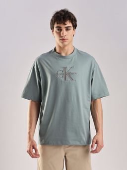 Calvin Klein - Embroidered Logo Relaxed-Fit Cotton Grey T-Shirt