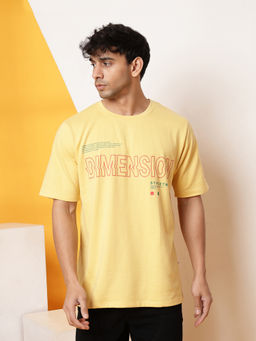 RIGO - Men Yellow Terry Oversized Printed T-Shirt