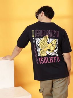 RIGO - Men Navy Terry Oversized Printed T-Shirt