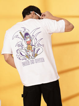 RIGO - Men White Terry Oversized Printed T-Shirt