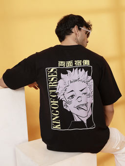 RIGO - Men Black Terry Oversized Printed T-Shirt