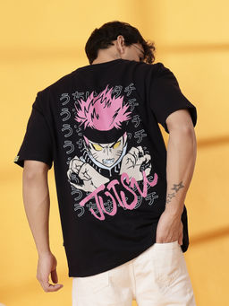 RIGO - Men Black Terry Oversized Printed T-Shirt