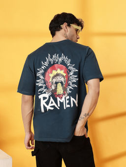 RIGO - Men Teal Terry Oversized Printed T-Shirt