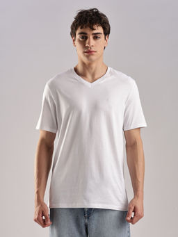Calvin Klein - Solid Regular-Fit Cotton White T-Shirt