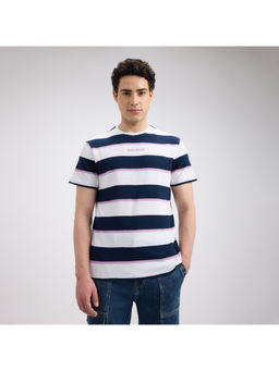Pepe Jeans - Men Navy Stripe Sporty Short Sleeve T-Shirt