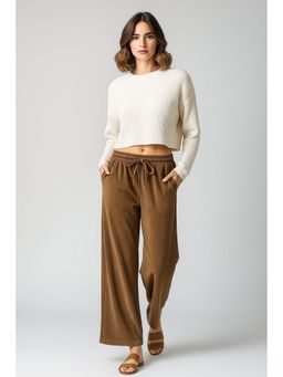 Lounge Dreams - Women'S Chocolate Brown Velvet Trousers
