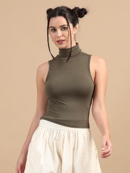 SILISOUL - Women'S Olive Sleeveless Top