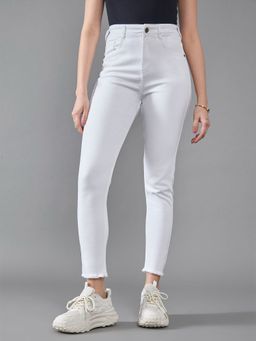 DOLCE CRUDO - Womens White Skinny High Rise Stretchable Denim Jeans