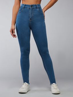 DOLCE CRUDO - Womens Blue Skinny High Rise Stretchable Denim Jeans
