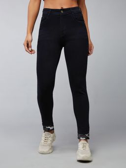 DOLCE CRUDO - Women's Black High Rise Slim Fit Stretchable Denim Jeans