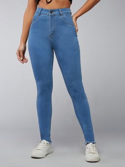 DOLCE CRUDO - Women's Blue Skinny High Rise Clean Look Cropped Denim Jeans
