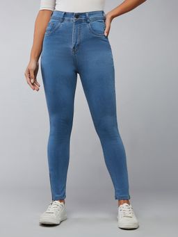 DOLCE CRUDO - Women's Blue Skinny Fit High Rise Stretchable Denim Jeans