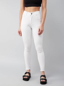 DOLCE CRUDO - Womens White Skinny High Rise Stretchable Denim Jeans