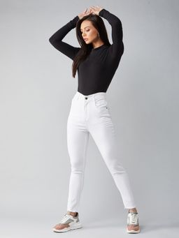 DOLCE CRUDO - Womens White Skinny High Rise Stretchable Denim Jeans