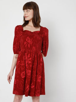 VERO MODA - Women Printed Red A-Line Dress