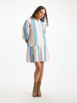 Virgio - Sahar Cotton Striped Dress with Pockets