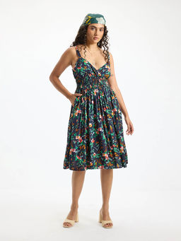 Virgio - Risha Smocked Viscose Dress with Pockets