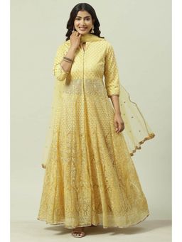 Biba - Yellow Embroidered Lehenga (Set of 3)