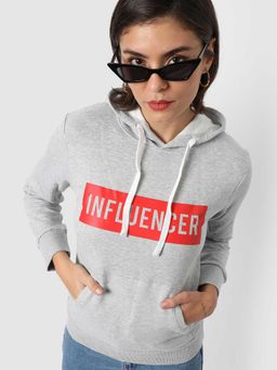 Campus Sutra - Women Grey Printed Sweatshirt