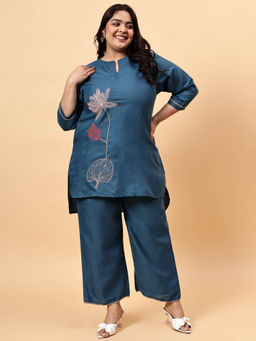 Bani Women - Navy Blue Embroidered Co-Ord (Set of 2)