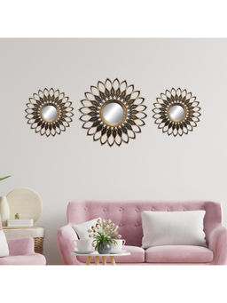 HomeTown - Mirage Floral Decorative Mirrors Dia in Gold (Set of 3)