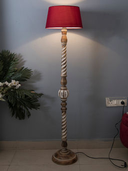 Homesake - Twister Antique Wooden Floor Lamp Red