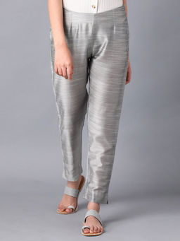 W - Silver Solid Slim Pant