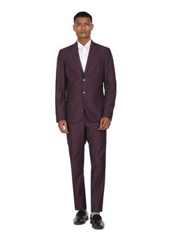 Arrow - Men Dark Purple Tailored Regular Fit Single Breasted Formal Two Piece Suit