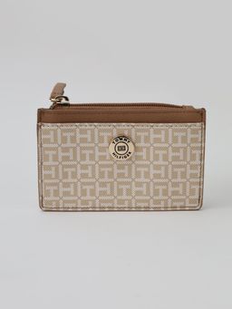 Tommy Hilfiger - Logo Beige Pvc Zip-Around Wallet