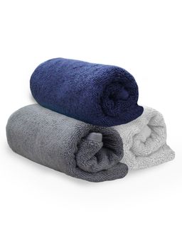 Heelium - Bamboo Hand Towel, Soft, Absorbent & Odour Free, 65x40cm, 3 Pcs, Light Grey, Blue, Grey