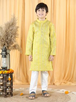 PICCOLO - Boy's Yellow Gota Lining Kurta Pyjama (Set of 2)