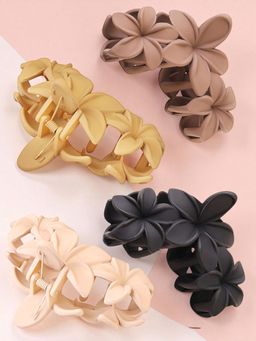 OOMPH - Women Multi-Color Floral Hair Claw Clips (Pack of 4)