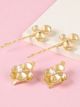 OOMPH - Women Gold Floral Stylish Hair Clip