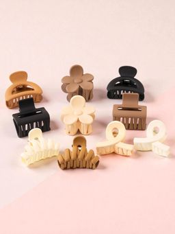 OOMPH - Women Multi-Color Geometric Shape Hair Claw Clips (Pack of 10)