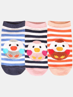 NEXT2SKIN - Women Blue & Orange Striped Print Cotton Socks (Pack of 3)