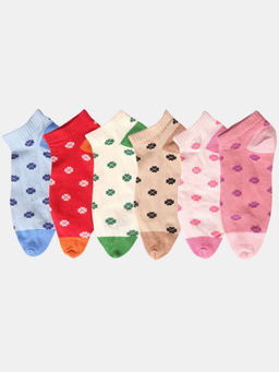 NEXT2SKIN - Women Multi-Color Floral Pattern Cotton Thumb Socks (Pack of 6)