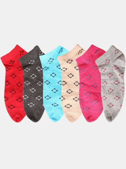 NEXT2SKIN - Women Multi-Color Mix Pattern Cotton Thumb Socks (Pack of 6)