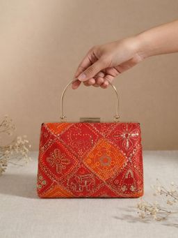 ARTKLIM - Red Embroidered Clutch