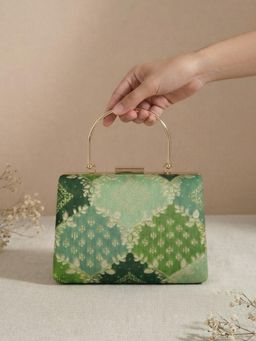 ARTKLIM - Classic Green Ethnic Embroidered Clutch