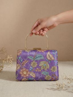 ARTKLIM - Lavender Floral Embroidered Clutch
